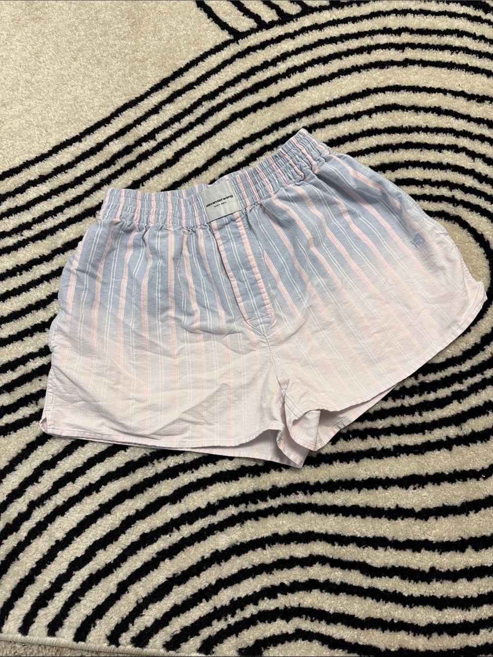 Alexander Wang Light Blue and Pale Pink Striped Women’s Shorts